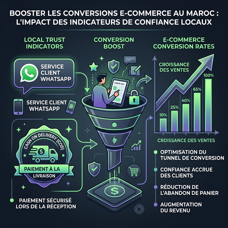 COD trust signals and WhatsApp conversion optimization workflow in Morocco